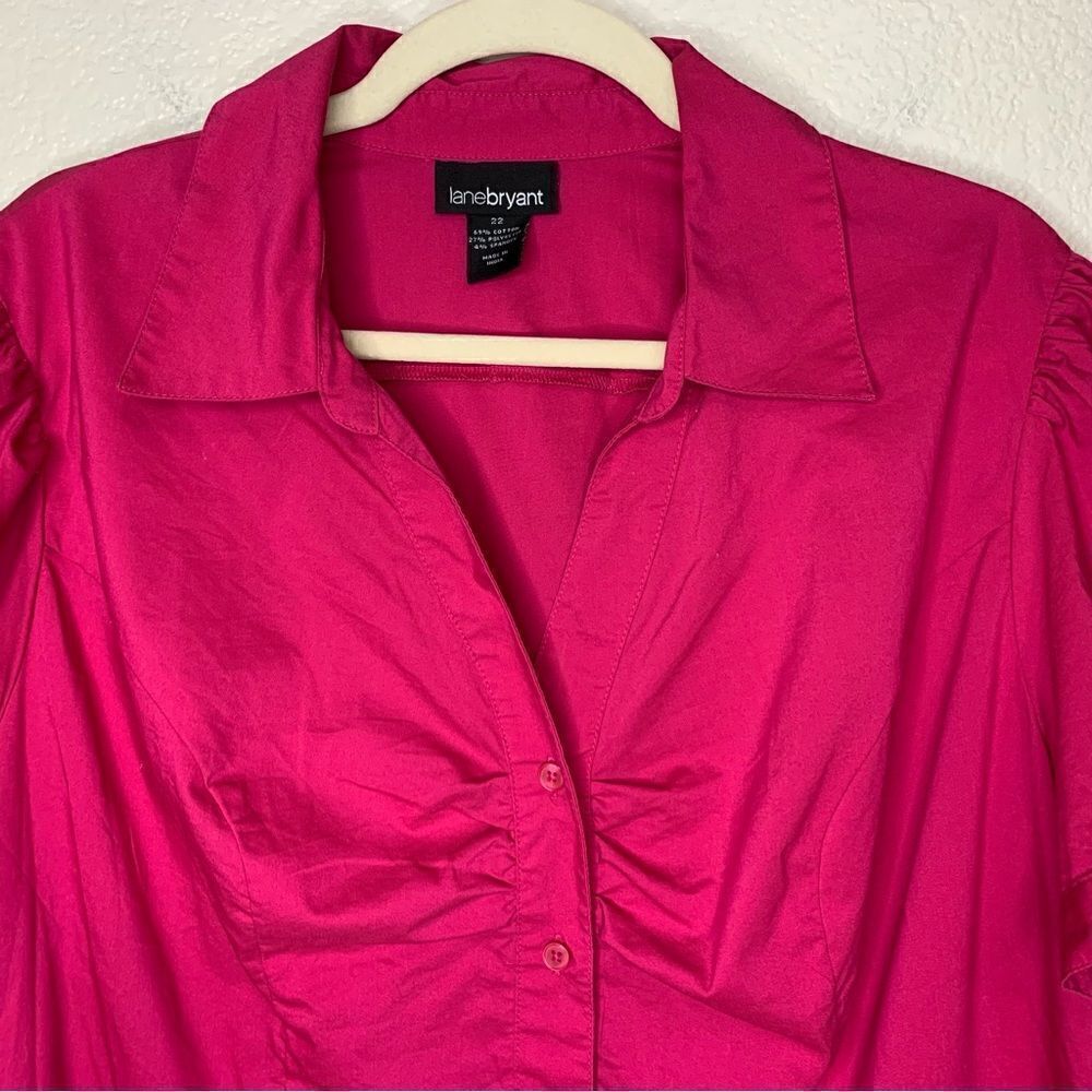 Lane Bryant Pink Short Sleeves Button Down Shirt, Size 22 - Picture 3 of 11